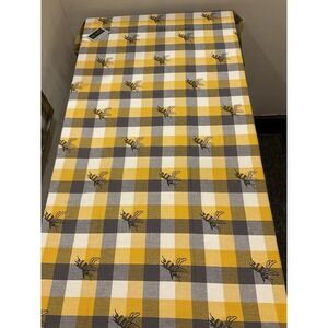 Farm style Honey Bumble Bee 54"x54" Tablecloth Yellow, Gray, Beige Cotton
